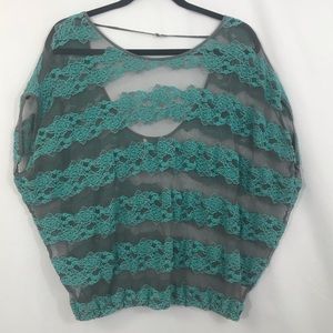 FREEE PEOPLE ANTHROPOLOGIE Crop Lace Sheer Top